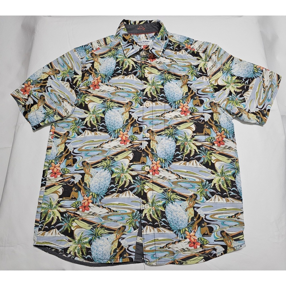 Tommy Bahama Coconut Point Shirt Mens M Hawaiian Aloha Surfboard Pineapple